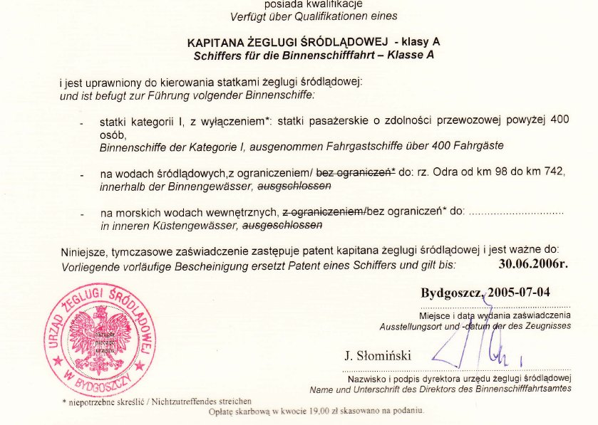 Urząd Żeglugi Śródlądowej daje i odbiera