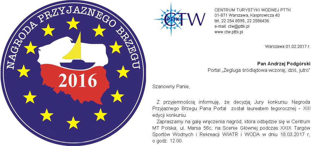 Kpt. Andrzej Podgórski laureatem Nagrody Przyjaznego Brzegu